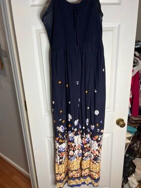 Maurices Navy Jumpsuit with Tassel Tie